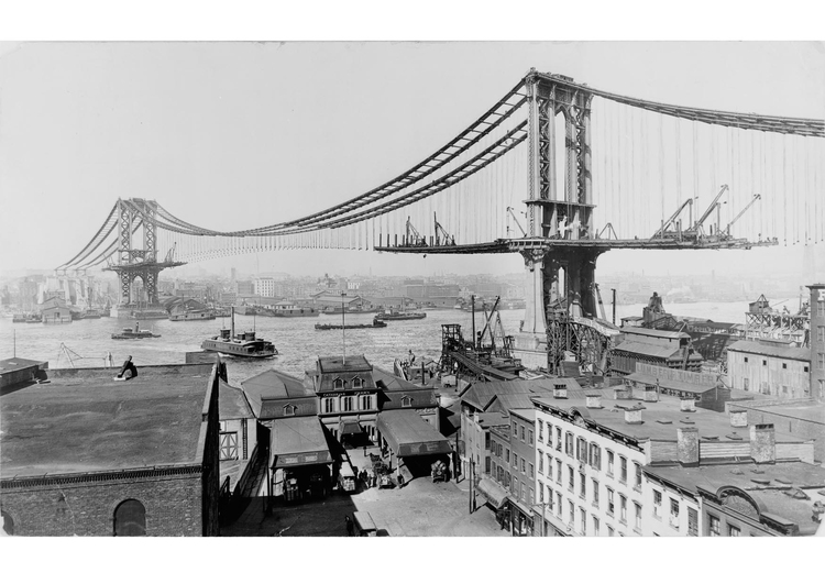 Foto construÃ§Ã£o da ponte de Manhattan em 1909
