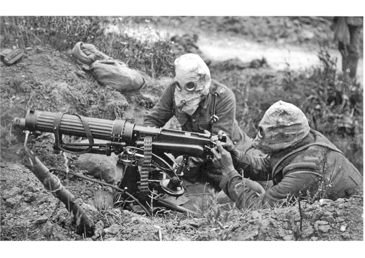 Foto soldados com armas e mÃ¡scaras contra gases 