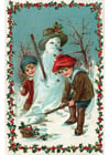 crianças fazendo um boneco de neve