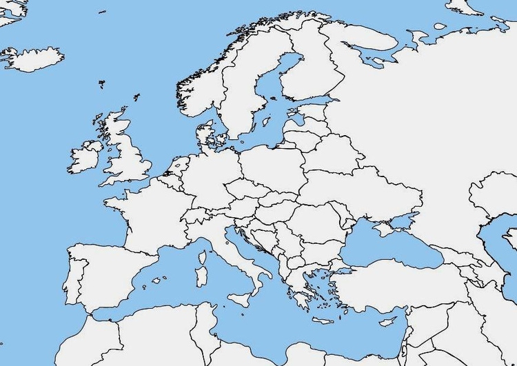 imagem mapa branco da Europa
