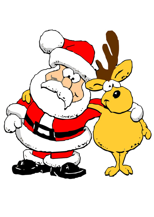 imagem Papai Noel com uma rena 