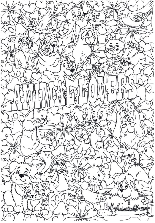 Página para colorir Amantes de animais