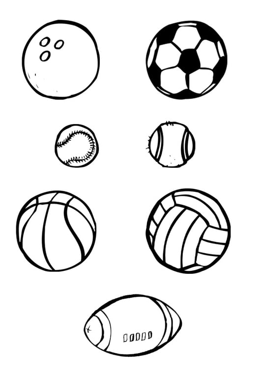 Página para colorir bolas - esportes 