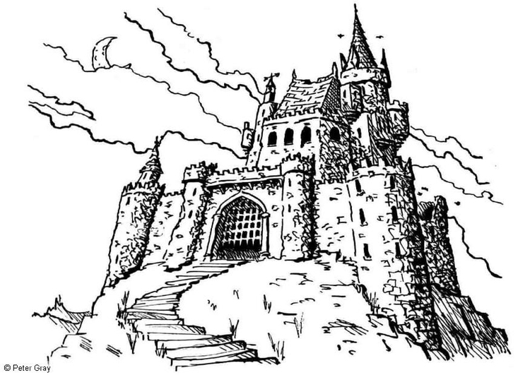 Página para colorir castelo