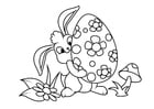 P�ginas para colorir Coelhinho da Páscoa com ovo de Páscoa