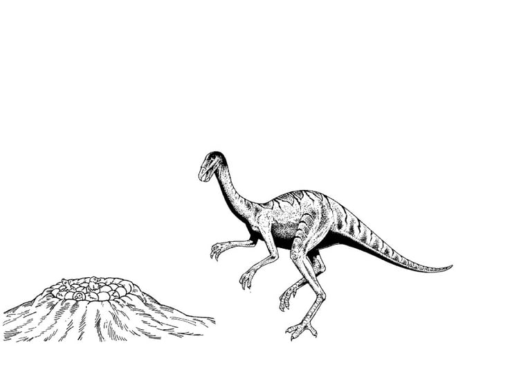 Página para colorir dinossauro perto do ninho
