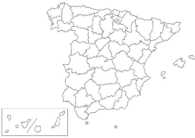Página para colorir Espanha - provÃ­ncias 