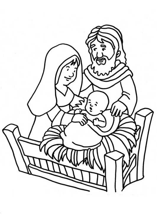 Página para colorir nascimento de Jesus