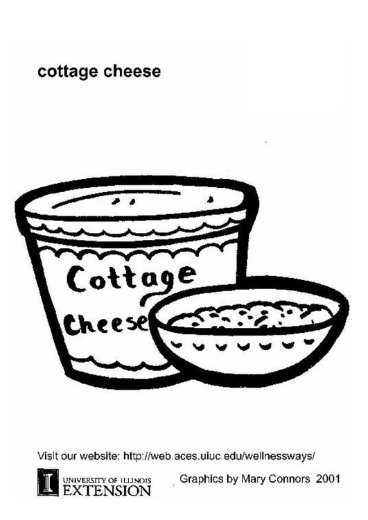 Página para colorir queijo tipo cottage