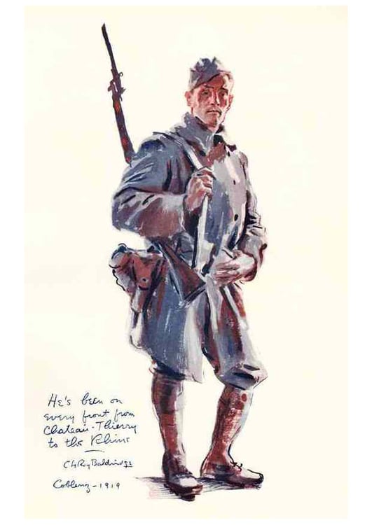 Página para colorir soldado do Front da Primeira Guerra Mundial