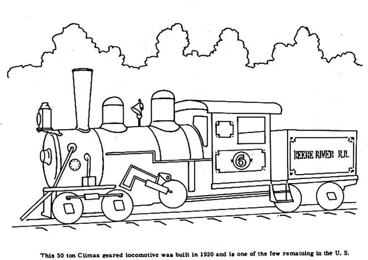 Página para colorir trem a vapor