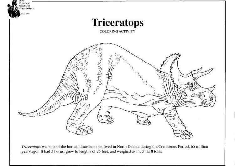 Página para colorir triceratops
