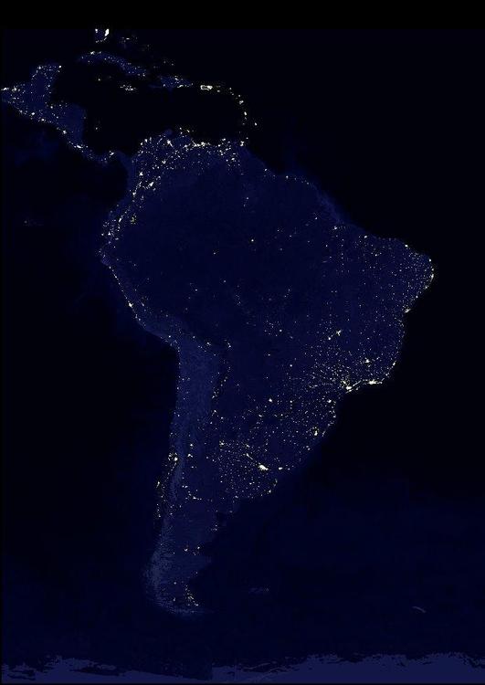a terra a noite - Ã¡reas urbanizadas na AmÃ©rica do Sul