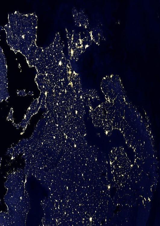 a terra a noite - Ã¡reas urbanizadas na Europa