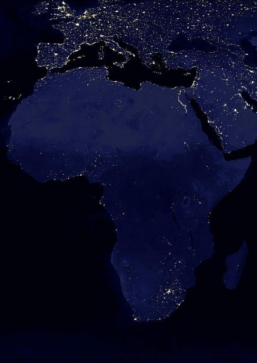 Foto a terra a noite - Ã¡reas urbanizadas na Ãfrica