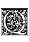 Página para colorir alfabeto decorativo - q