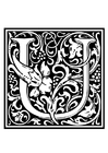 Página para colorir alfabeto decorativo - u