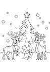 Página para colorir Ãrvore de natal com renas