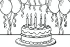 Página para colorir bolo de aniversário
