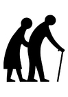 Página para colorir casal ancião