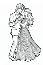 Página para colorir casal dançando