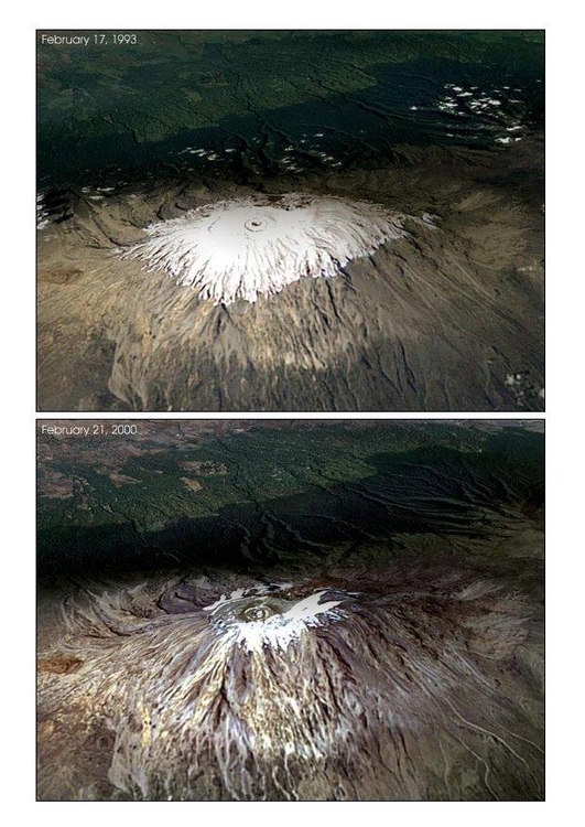 Foto Kilimanjaro: geleira em 1993 e 2000 - aquecimento global