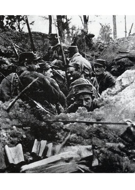 Foto nas trincheiras, 1918