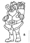 Página para colorir papai noel com presentes
