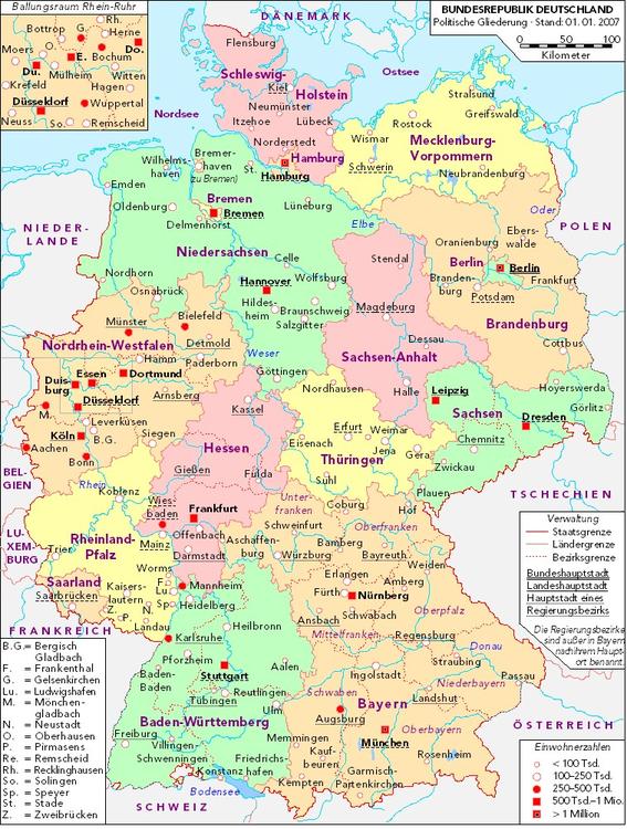 Alemanha - mapa polÃ­tico 2007