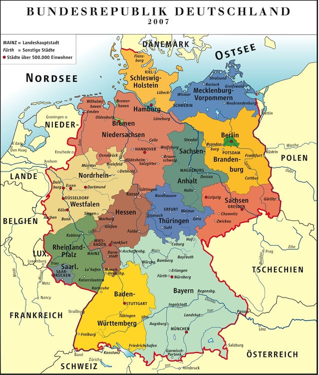 imagem Alemanha - mapa polÃ­tico RFA 2007