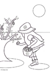 Página para colorir caça aos ovos de páscoa