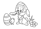 Página para colorir coelhinho da páscoa com garota