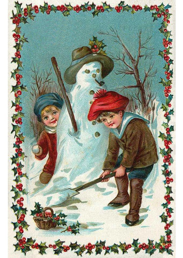 imagem crianÃ§as fazendo um boneco de neve
