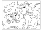 Página para colorir dia dos pais - cachorrinhos