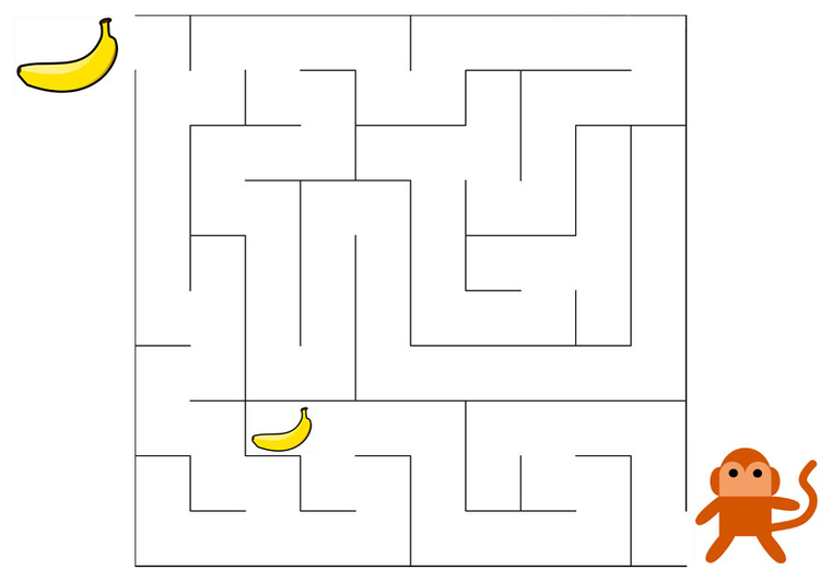 imagem labirinto - macaco e banana