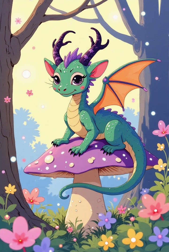 pequeno dragão na floresta