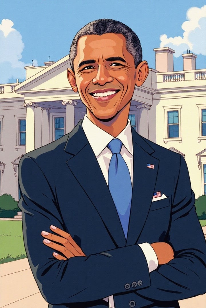 Presidente Obama em frente à Casa Branca