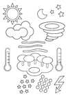 Página para colorir sÃmbolos do clima