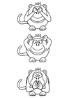 Página para colorir trÃªs macacos sÃ¡bios