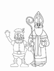 Página para colorir zwarte piet e são nicolaus