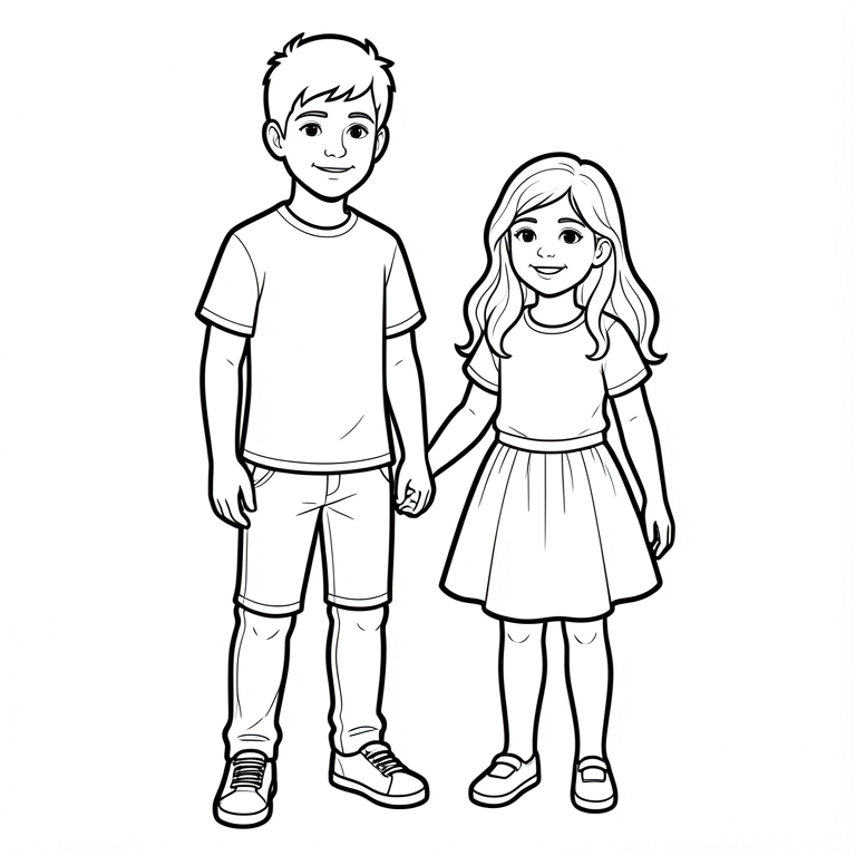 Desenho para colorir duas crianças