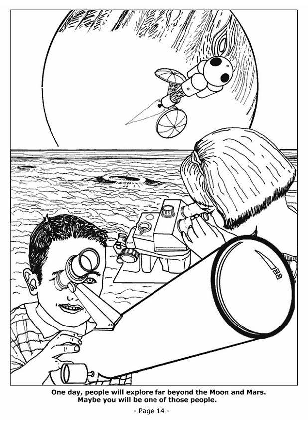 Página para colorir 14 - exploraA§A£o da lua e de marte