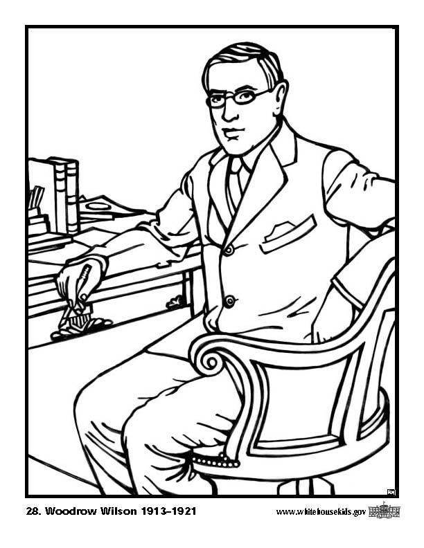 28 woodrow wilson Página para colorir 28 woodrow wilson