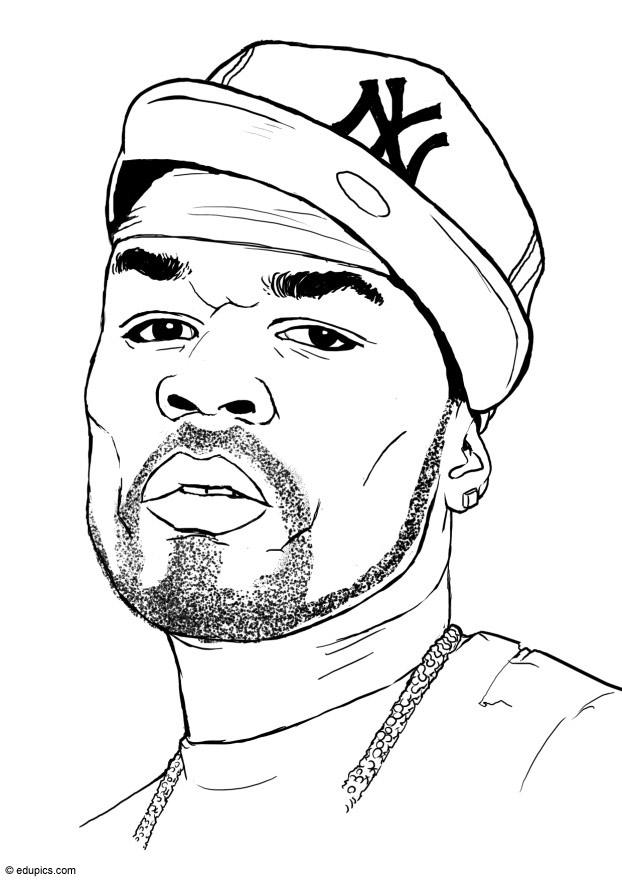 50 cent Página para colorir 50 cent