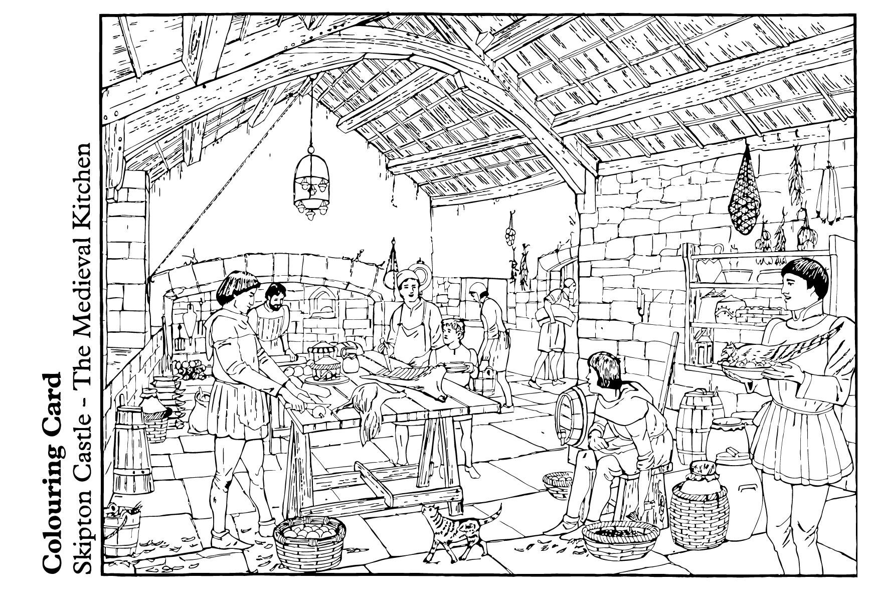 a cozinha medieval Página para colorir a cozinha medieval