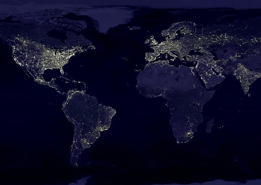 Foto a terra a noite - A¡reas urbanizadas