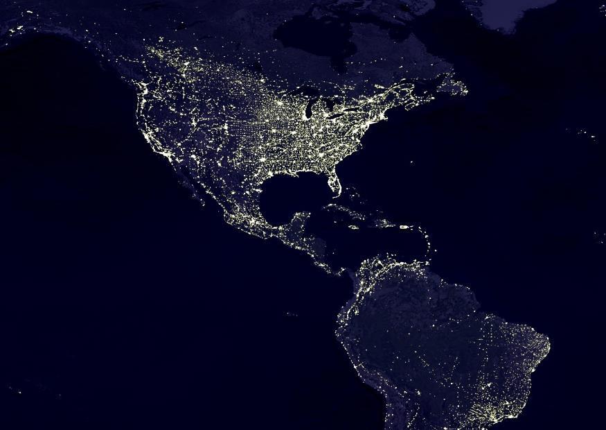 Foto a terra a noite - A¡reas urbanizadas