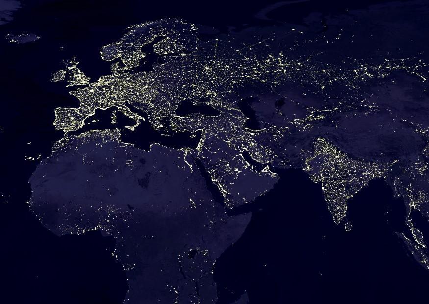 Foto a terra a noite - A¡reas urbanizadas