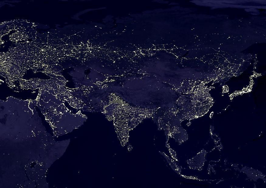 Foto a terra a noite - A¡reas urbanizadas