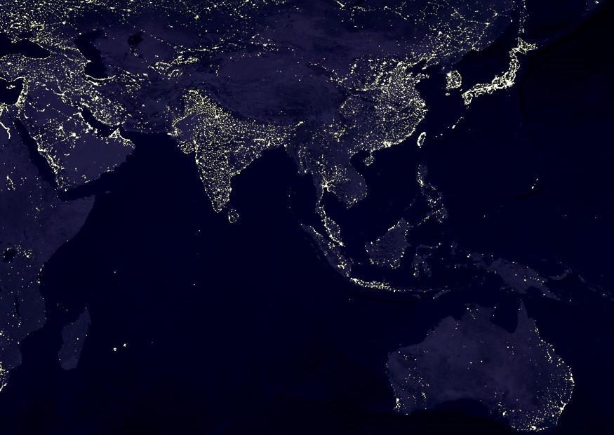 Foto a terra a noite - A¡reas urbanizadas